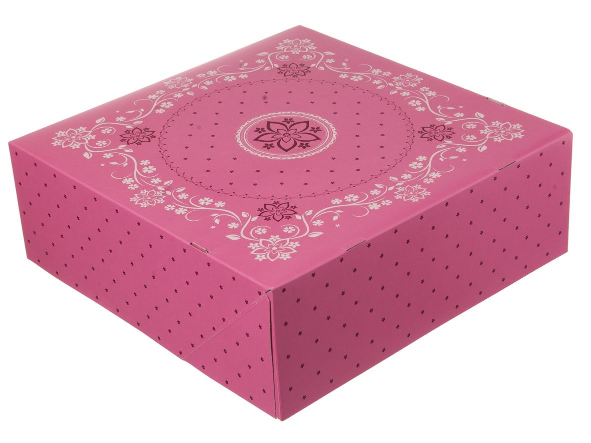 Schöner Tortenkarton mit Deckel pink 32x32x11cm 50St.